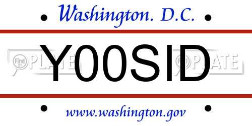 Y00SID District Of Columbia License Plate