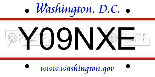 Y09NXE District Of Columbia License Plate