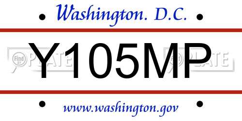 Y105MP District Of Columbia License Plate