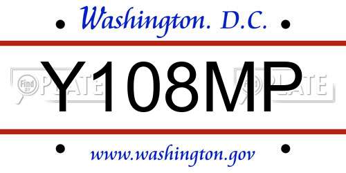 Y108MP District Of Columbia License Plate
