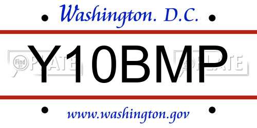 Y10BMP District Of Columbia License Plate