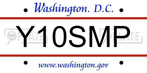 Y10SMP District Of Columbia License Plate