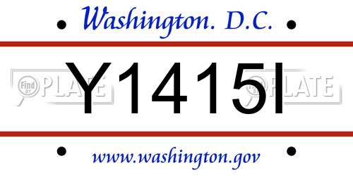 Y1415I District Of Columbia License Plate
