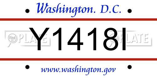 Y1418I District Of Columbia License Plate