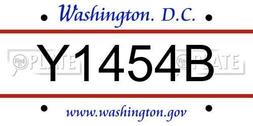 Y1454B District Of Columbia License Plate