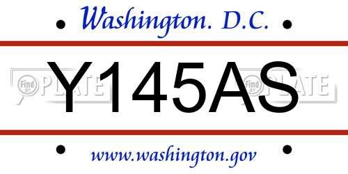 Y145AS District Of Columbia License Plate