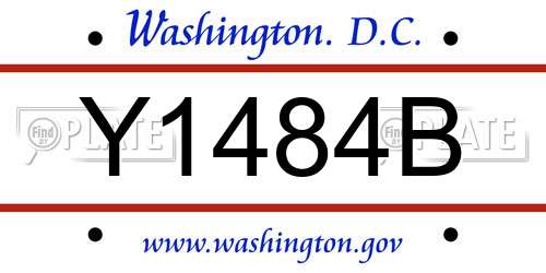 Y1484B District Of Columbia License Plate