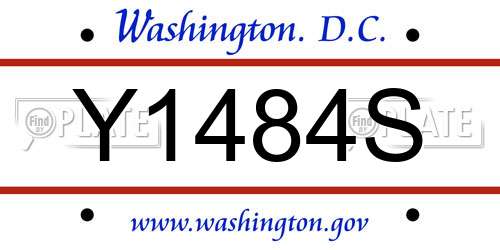 Y1484S District Of Columbia License Plate