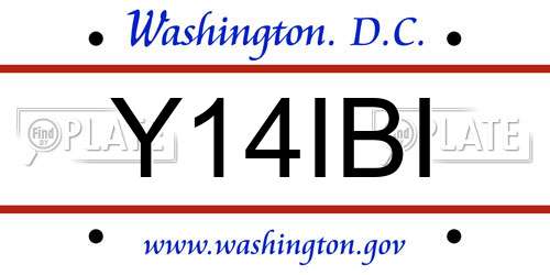 Y14IBI District Of Columbia License Plate
