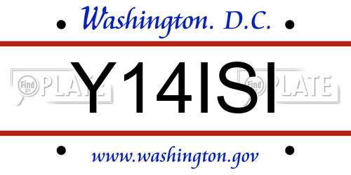 Y14ISI District Of Columbia License Plate