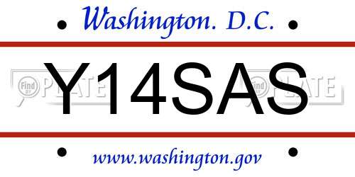 Y14SAS District Of Columbia License Plate