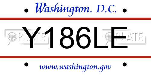 Y186LE District Of Columbia License Plate