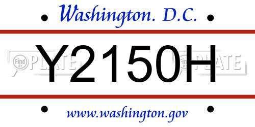 Y2150H District Of Columbia License Plate