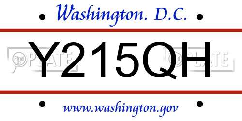Y215QH District Of Columbia License Plate