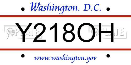 Y218OH District Of Columbia License Plate