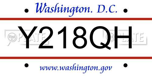 Y218QH District Of Columbia License Plate