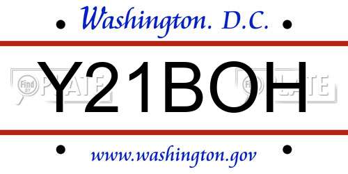 Y21BOH District Of Columbia License Plate