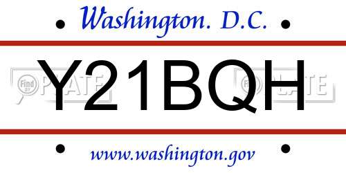 Y21BQH District Of Columbia License Plate