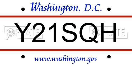 Y21SQH District Of Columbia License Plate