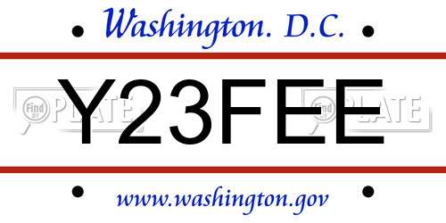 Y23FEE District Of Columbia License Plate