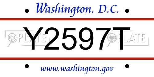 Y2597T District Of Columbia License Plate