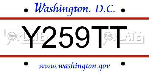Y259TT District Of Columbia License Plate