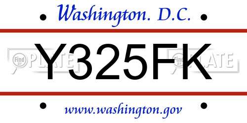 Y325FK District Of Columbia License Plate