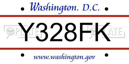 Y328FK District Of Columbia License Plate