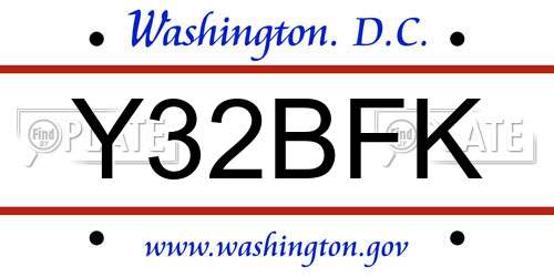 Y32BFK District Of Columbia License Plate