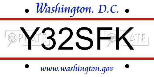 Y32SFK District Of Columbia License Plate