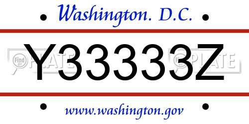 Y33333Z District Of Columbia License Plate