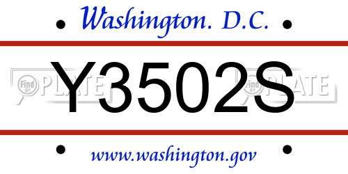 Y3502S District Of Columbia License Plate