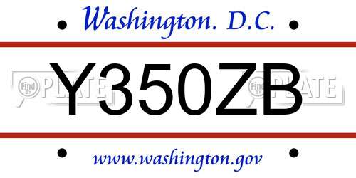 Y350ZB District Of Columbia License Plate