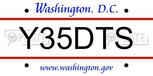 Y35DTS District Of Columbia License Plate