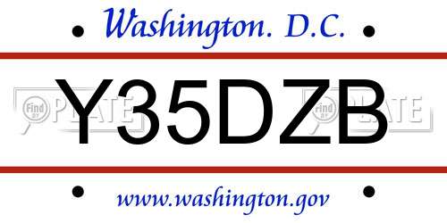 Y35DZB District Of Columbia License Plate