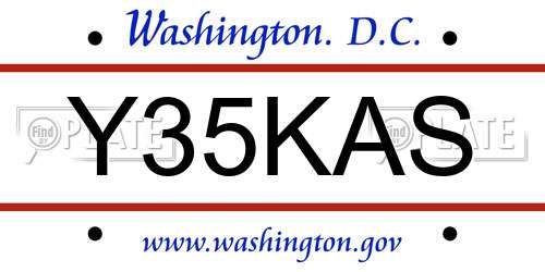 Y35KAS District Of Columbia License Plate