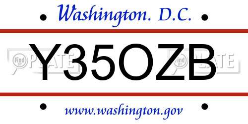 Y35OZB District Of Columbia License Plate