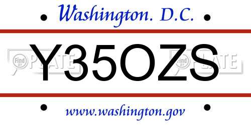 Y35OZS District Of Columbia License Plate