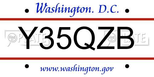 Y35QZB District Of Columbia License Plate