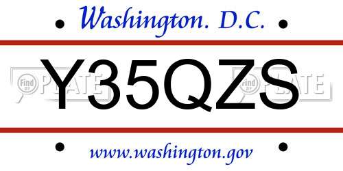 Y35QZS District Of Columbia License Plate