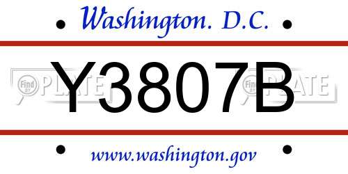 Y3807B District Of Columbia License Plate