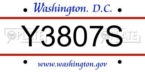 Y3807S District Of Columbia License Plate
