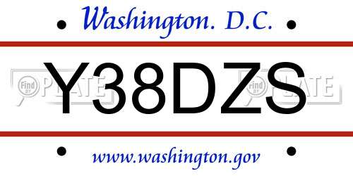 Y38DZS District Of Columbia License Plate