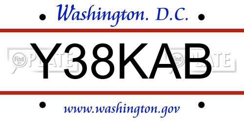 Y38KAB District Of Columbia License Plate