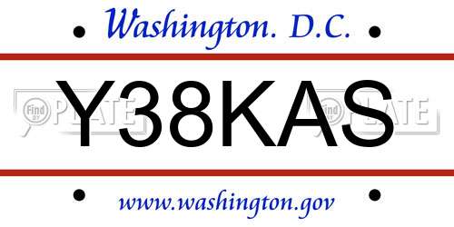 Y38KAS District Of Columbia License Plate