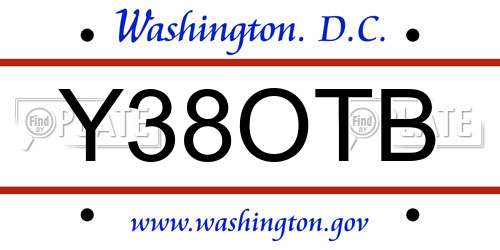 Y38OTB District Of Columbia License Plate