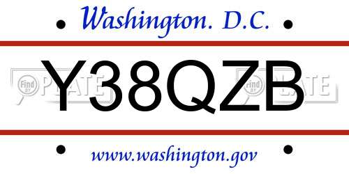 Y38QZB District Of Columbia License Plate