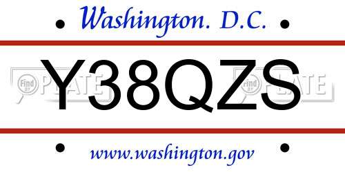 Y38QZS District Of Columbia License Plate
