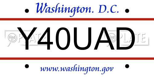 Y40UAD District Of Columbia License Plate