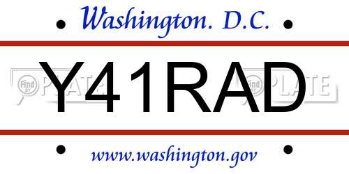 Y41RAD District Of Columbia License Plate